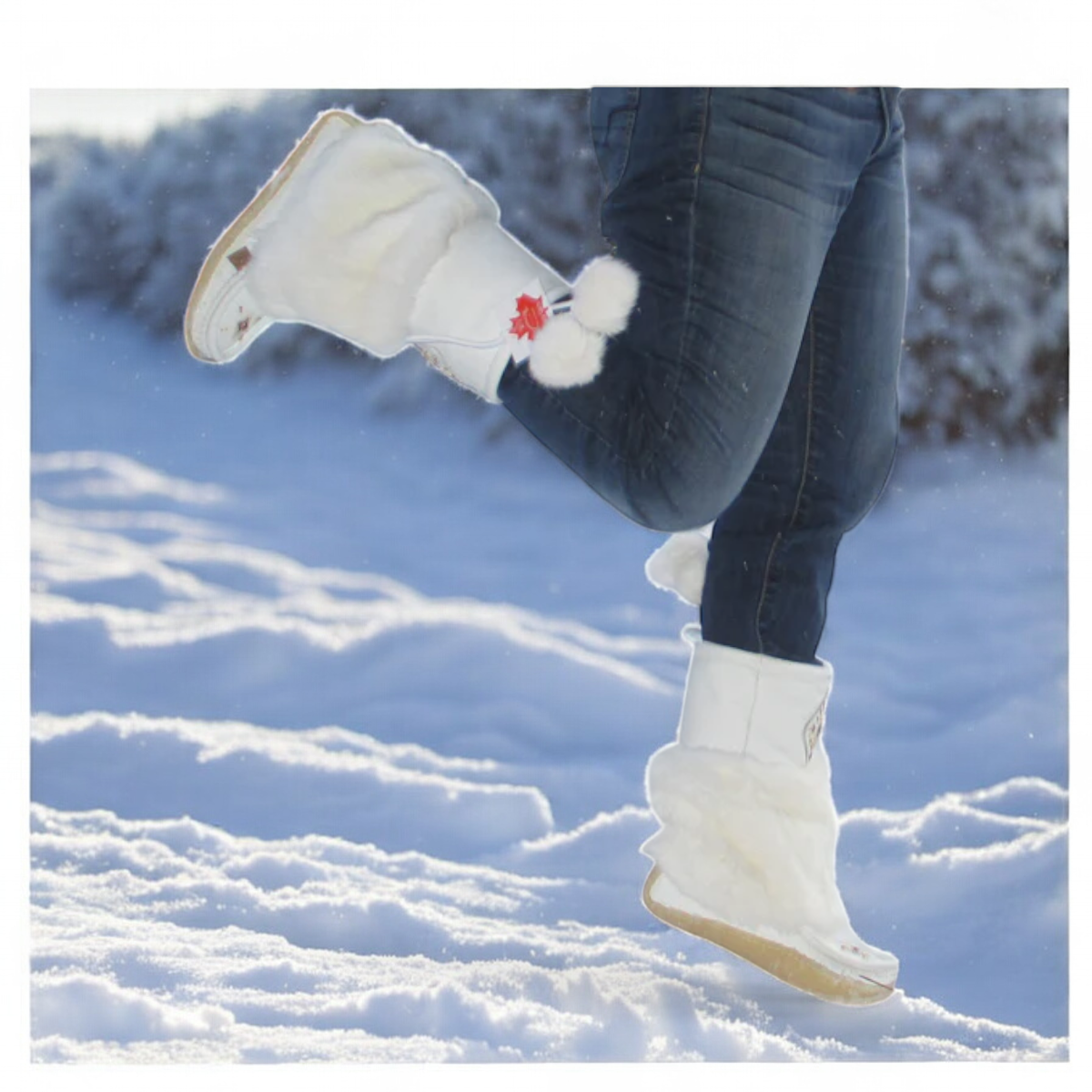 LAURIENTIAN CHIEF 13" LEATHER MUKLUKS - WHITE