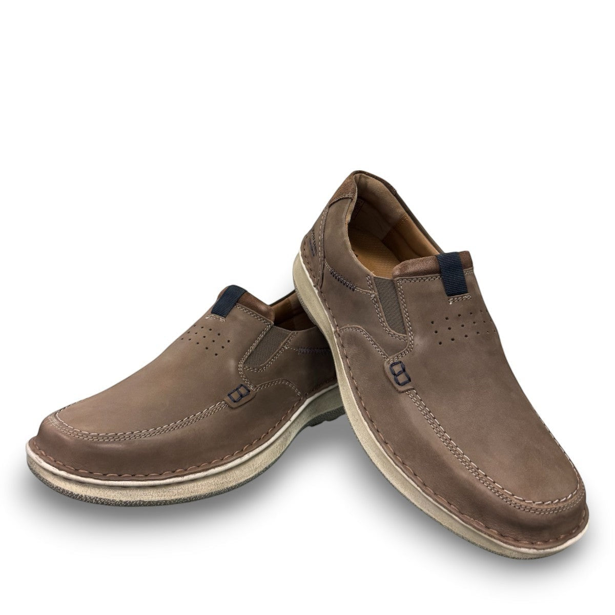 Josef Seibel Alan 01 vulcano/ kombi brown leather slip-on shoe with elastic side gore and durable PU sole