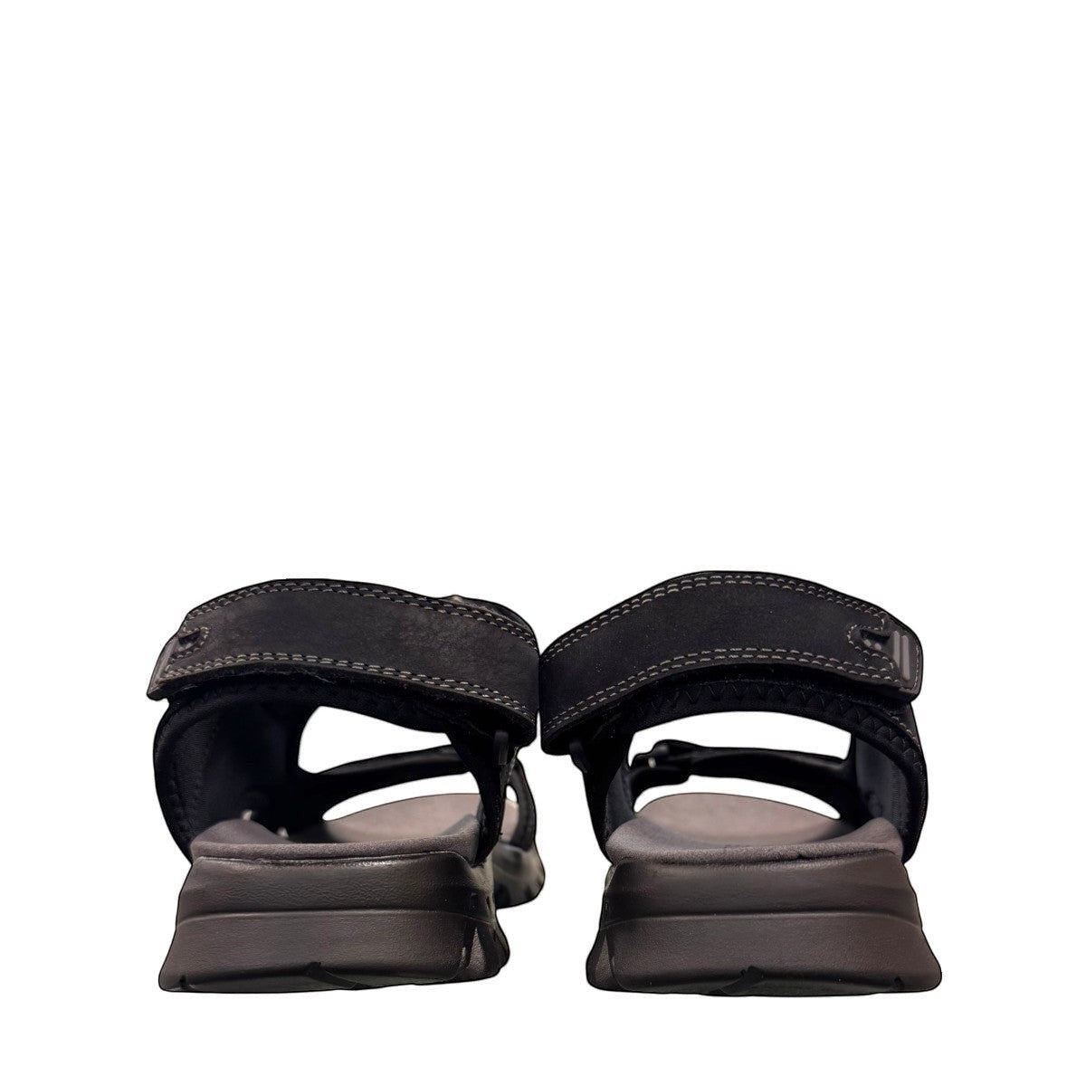 Josef Seibel Bart 01 black nubuck leather sandal with three adjustable straps and a durable PU sole.