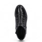JOSEF SEIBEL SIMONA 04 black leather ankle boots with front button closure and low stacked heel. photo of the top.