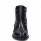 JOSEF SEIBEL SIMONA 04 black leather ankle boots with front button closure and low stacked heel.
photo of the front.