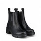 Josef Seibel Teresa 01 black leather Chelsea boot with a chunky rubber platform sole and side pull tabs.
photo of the front.
