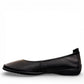 Josef Seibel Fenja 01 black leather flat with burnished toe and rubber outsole. photo of the left.