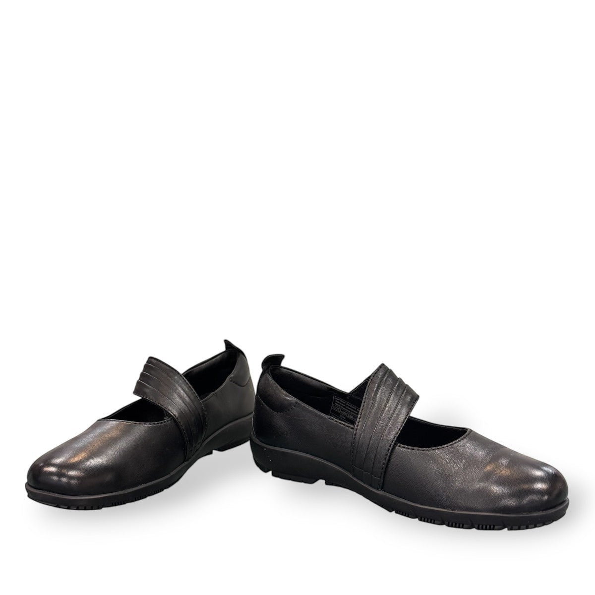 Josef Seibel Charlotte 03 black leather mary jane shoe with a side strap and durable rubber sole. photo of the front.