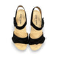Josef Seibel Grace 11 black leather sandal with adjustable straps and cork latex block heel. photo of the top.