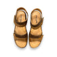 Josef Seibel Debra 019 castagne/kombe brown leather sandals showing the durable handstitched wavy tread soles
