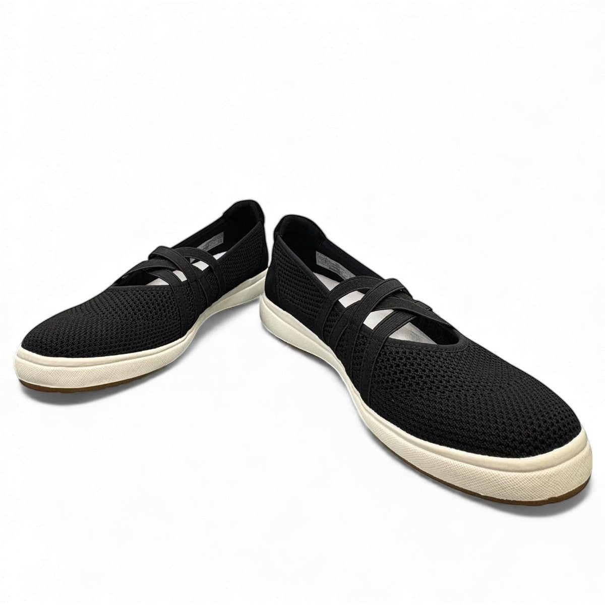 Josef Seibel Caren 67 black leather slip-on shoes showing the flexible brown TR-light patterned soles