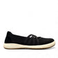 Josef Seibel Caren 67 black leather slip-on shoes showing the flexible brown TR-light patterned soles
