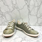 Josef Seibel Caren 01 mint green leather lace-up sneaker with perforated side detail and rubber sole. photo of the front.