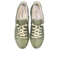 Josef Seibel Caren 01 mint green leather lace-up sneaker with perforated side detail and rubber sole. photo of the top.