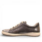 Josef Seibel Caren 01 platinum metallic leather lace-up sneaker with perforated side detail. photo of the left side.