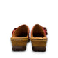 JOSEF SEIBEL Catalonia 83 glendon/rot clogs in red leather with a decorative buckle and textured wood-look heel.