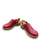 JOSEF SEIBEL Catalonia 83 red leather clog with decorative buckle and durable wood-look PU sole.
Photo of the front.