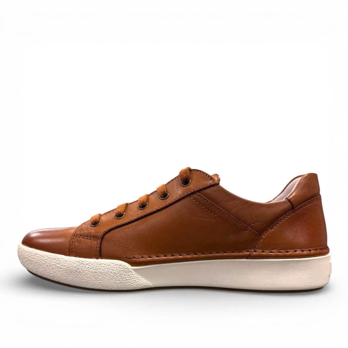 Josef Seibel Claire 03 camel calf leather sneaker with side zipper and white rubber sole