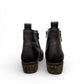 Sina Footwear Josef Seibel Darla 02 black leather ankle boots with side zipper and textured cork wedge sole. photo of the back.