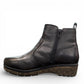 Sina Footwear Josef Seibel Darla 02 black leather ankle boots with side zipper and textured cork wedge sole. photo of the left side.