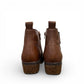 Josef Seibel Darla 02 brown leather ankle boots with side zipper and cork-textured wedge sole. photo of the back.