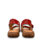 Josef Seibel Debra red leather sandals showing the durable handstitched brown textured outsoles