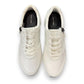JOSEF SEIBEL ELLI 06 white goat leather sneaker with side zipper, laces, and durable EVA rubber sole.
photo of the top.