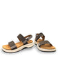 Josef Seibel Estelle 04 grey nubuck leather sandal with adjustable straps and supportive foam footbed.
Photo of the front.