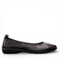 Josef Seibel Fenja 01 black leather flat with burnished toe and rubber outsole. photo of the right.