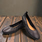 Josef Seibel Fenja 01 black leather flat with burnished toe and rubber outsole. photo of the front.