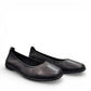 Josef Seibel Fenja 01 black leather flat with burnished toe and rubber outsole. photo of the front.