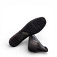 Josef Seibel Fenja 01 black leather flat with burnished toe and rubber outsole.photo of the bottom.
