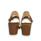 Josef Seibel Grace 11 beige leather sandal with a bow detail, adjustable strap, and cork block heel.
photo of the back.