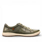 Josef Seibel Caren 01 mint green leather lace-up sneaker with perforated side detail and rubber sole.photo of the right.