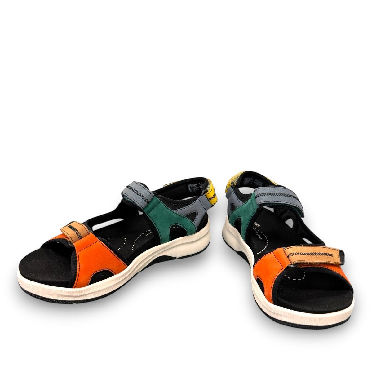 JOSEF SEIBEL Estelle 02 multicolor sporty sandal with adjustable velcro straps and chunky white sole.
photo of the front.