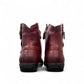 Josef Seibel Naly 24 bordo leather ruched ankle boot with side zips and a low wedge sole. photo of the back.