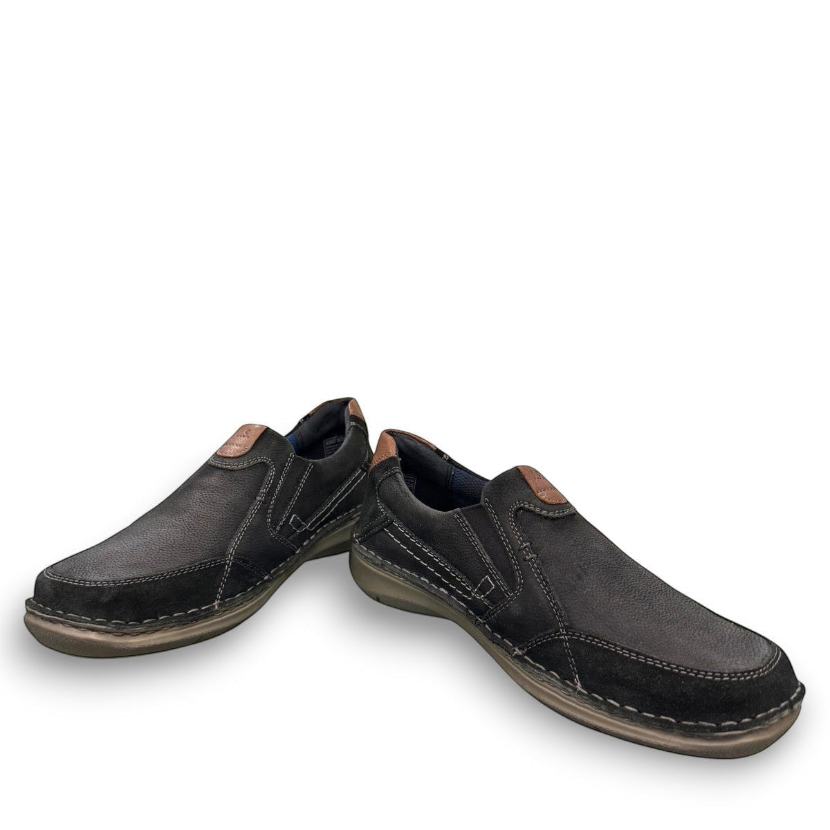 Josef Seibel New Anvers 01 black  kombi cowhide leather slip-on shoe with brown accent and cushioned PU sole