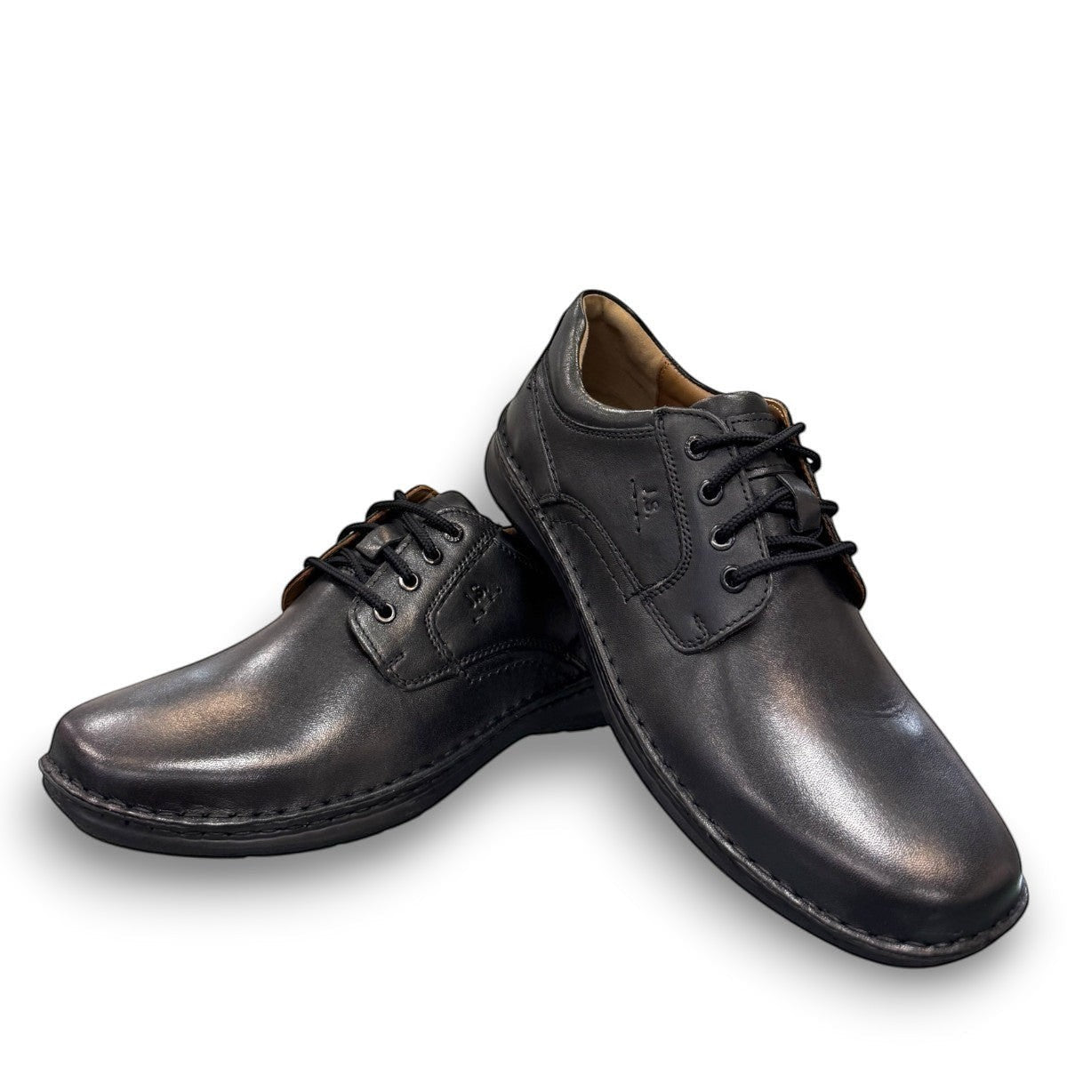 Josef Seibel New Anvers 06 black cowhide leather lace-up shoe with a durable PU sole