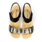 Josef Seibel Quinn 02 wedge sandal in basalt kombi leather with adjustable straps and cork midsole.
photo of the top.