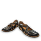 Josef Seibel Rosalie 13 black oiled leather closed-toe sandals with hand-stitched details. Photo from
the front