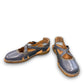 Josef Seibel Rosalie 13-golden/shark    sandal in shark grey leather with unique floral pattern polyurethane outsole