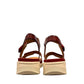 JOSEF SEIBEL Sevran 01 hibiscus leather sandals showing the textured EVA wedge sole from below JOSEF SEIBEL Sevran 01 hibiscus leather sandals showing the textured EVA wedge sole from below