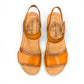 JOSEF SEIBEL Sevran 01 amber leather sandals with a cushioned EVA wedge sole and Velcro strap.
photo of the top.
