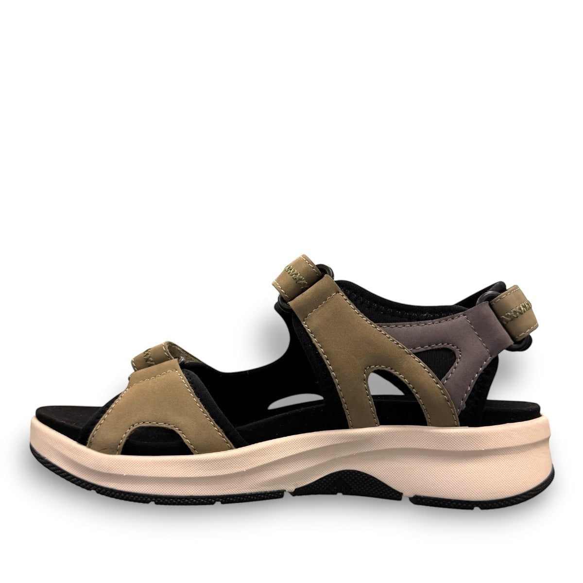 JOSEF SEIBEL Estelle 02 sporty multi-strap sandal with adjustable velcro and chunky white midsole.
photo of the left side.