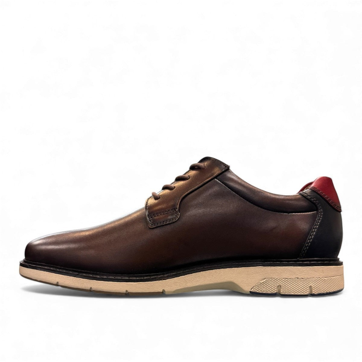 Josef Seibel Stuart 03 brown leather lace-up shoe with a contrasting red heel cap and light TR-Light sole