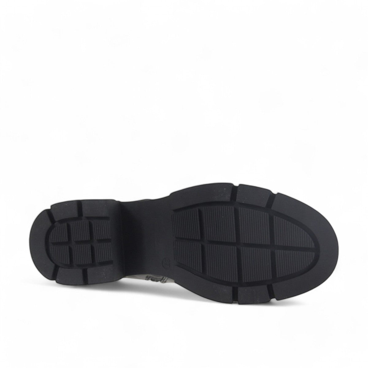 Josef Seibel Teresa 01 black leather Chelsea boot with a chunky rubber platform sole and side pull tabs.
photo of the bottom.