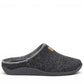 Josef Seibel Vinny anthracite felt slip-on slippers with a cozy textile lining and JS logo detail.
photo of the right side.