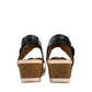 Josef Seibel Quinn 02 wedge sandal in basalt kombi leather with adjustable straps and cork midsole.
photo of the back.