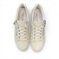 Josef Seibel Claire 03 white leather sneakers with side zip and lace-up closure on a rubber sole. photo of the top.
