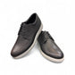 KABEE ALBORZ black leather men's dress shoe with a comfortable light grey rubber sole. Photo of front side view.