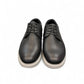 KABEE ALBORZ black leather men's dress shoe with a comfortable light grey rubber sole. Photo of front view.