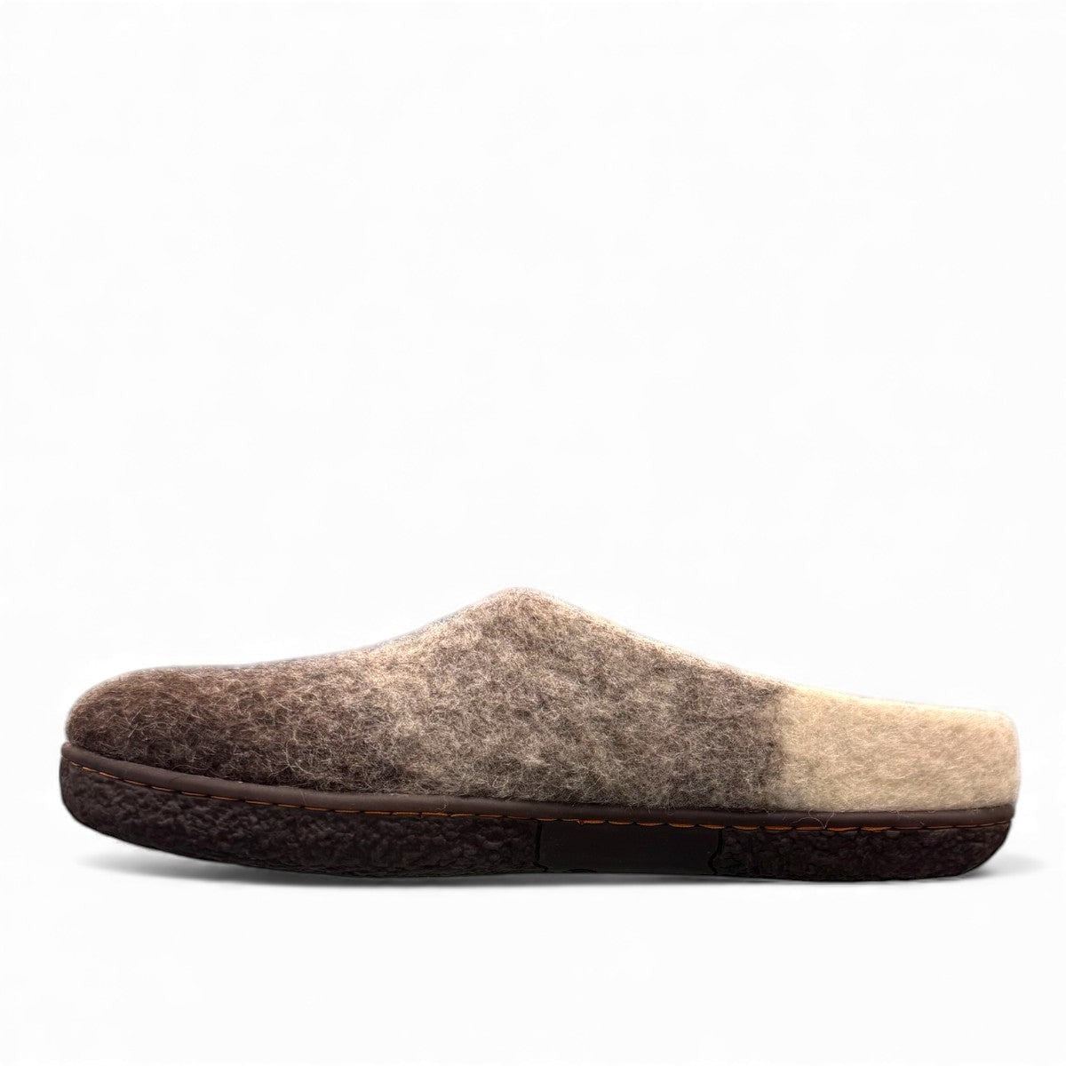Kathmandu grey wool mule slippers with a comfortable EnergySole rubber base and slip-on design.