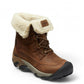KEEN Betty Boot Short WP waterproof leather winter boots in brown with cream sherpa lining and lace-up closure.