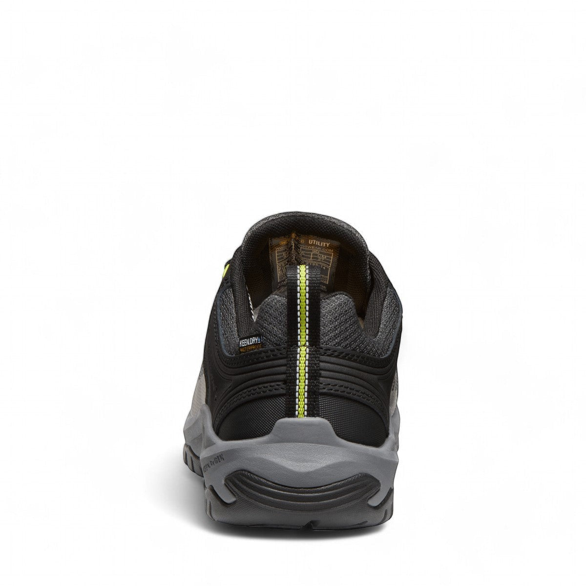 KEEN CSA RENO KBF Waterproof work shoe in steel grey and evening primrose with KEEN.DRY and carbon toe.